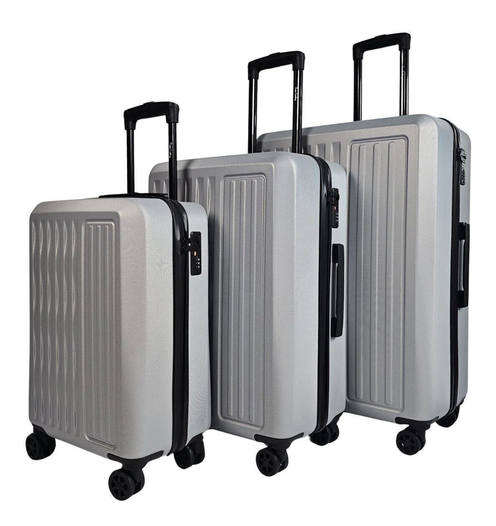 Cullman Set of 3 Silver Hard Shell White Suitcases