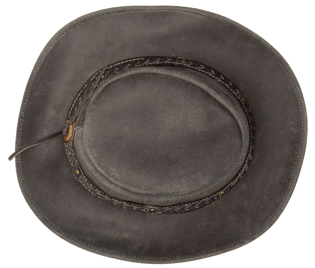 Antique Black Buff Western/Bush Style Leather Hat