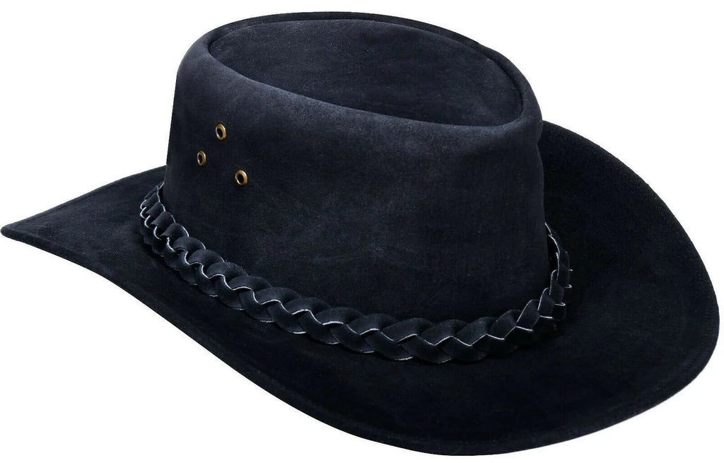 Black Western/Bush Style Suede Hat