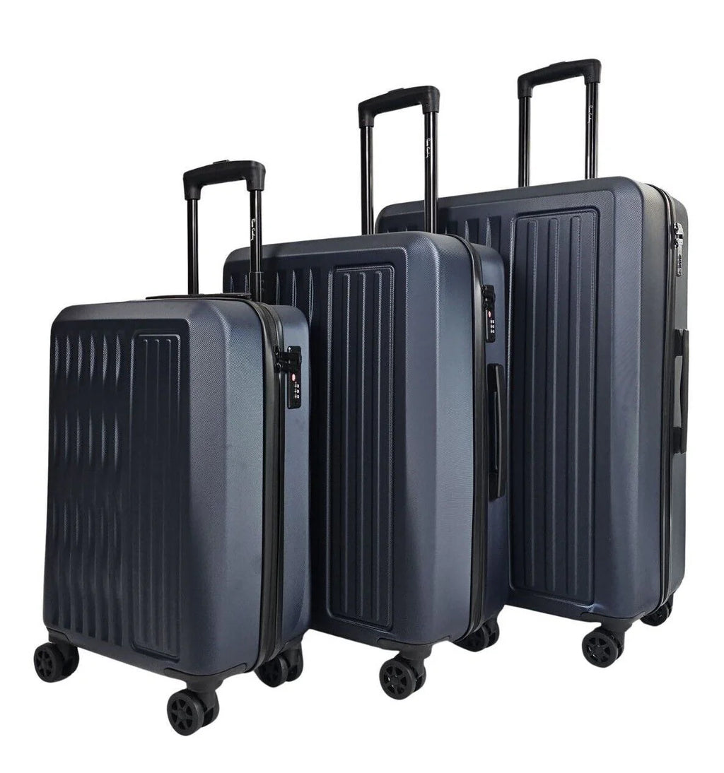 Cullman Set of 3 Navy Hard Shell White Suitcases