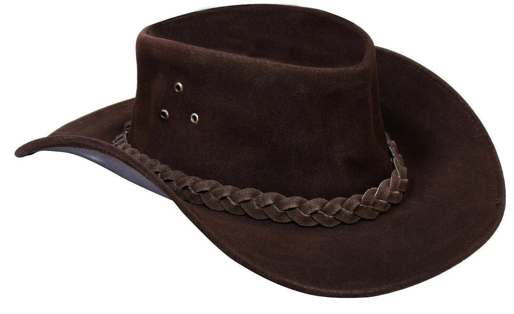 Brown Western/Bush Style Suede Hat