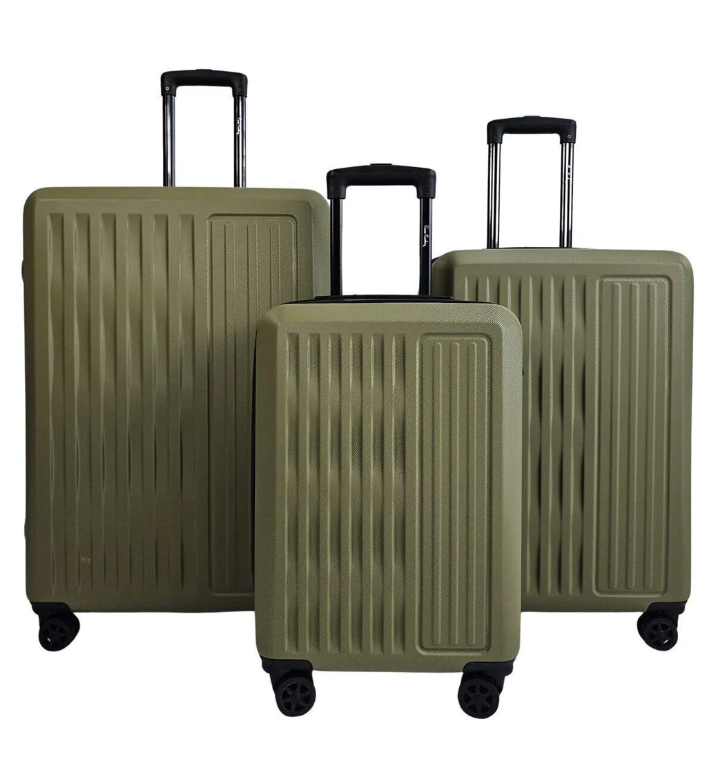 Cullman Set of 3 Khaki Green Hard Shell White Suitcases