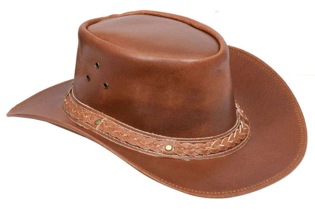 Tan Western/Bush Style Leather Hat