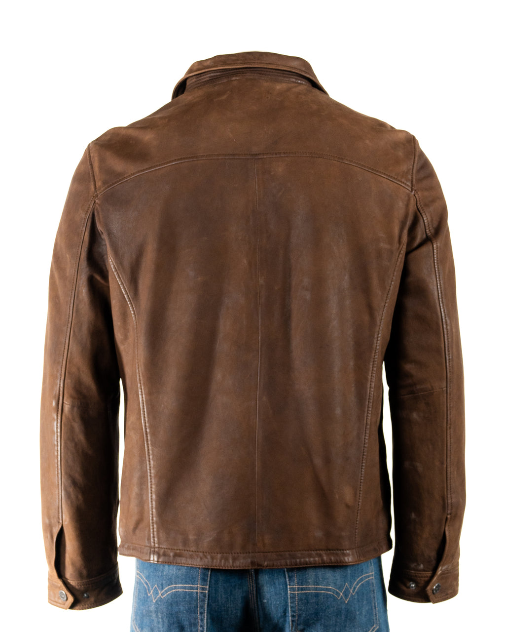 Men's Brown Buff Classic Leather Jacket: Fredi