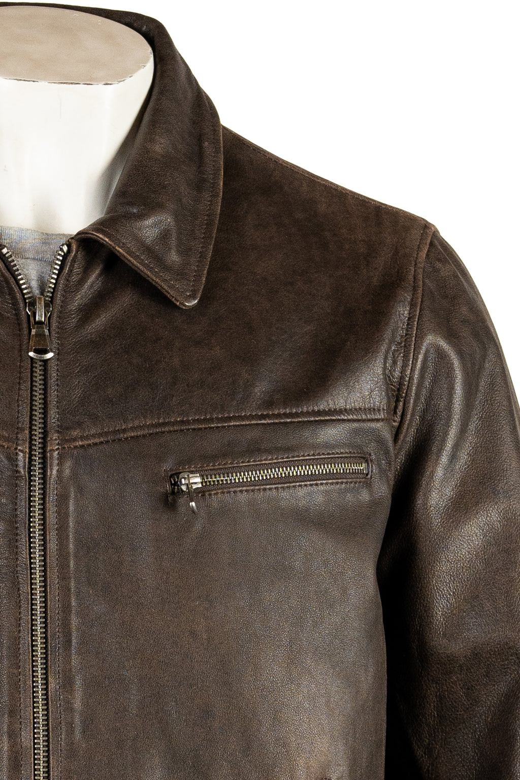 Men's Cow Hide Antique Brown Harrington Style Jacket: Philip