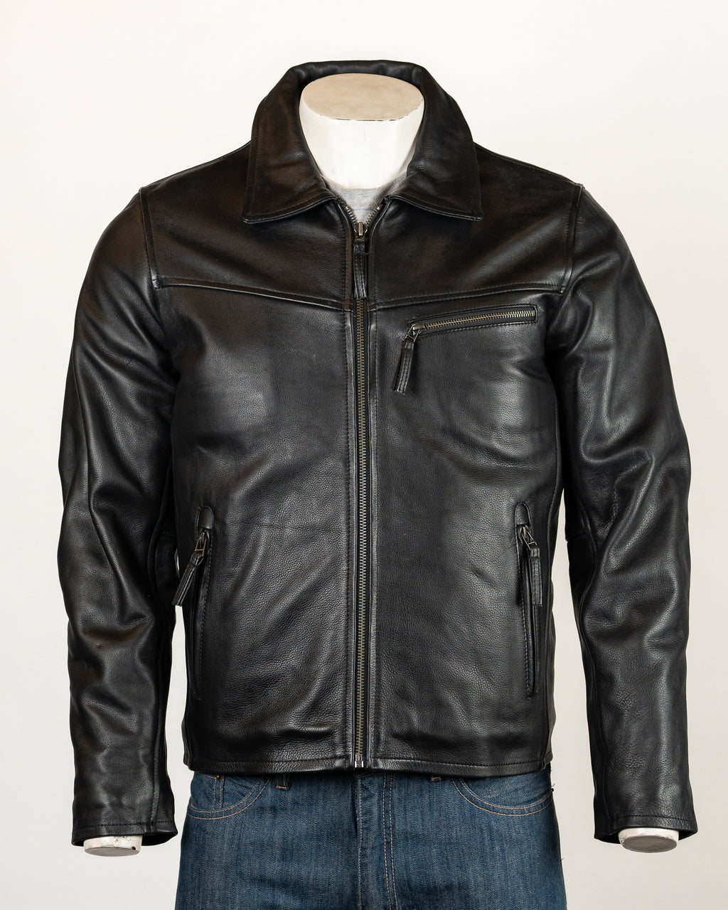 Men's Cow Hide Black Harrington Style Jacket: Philip