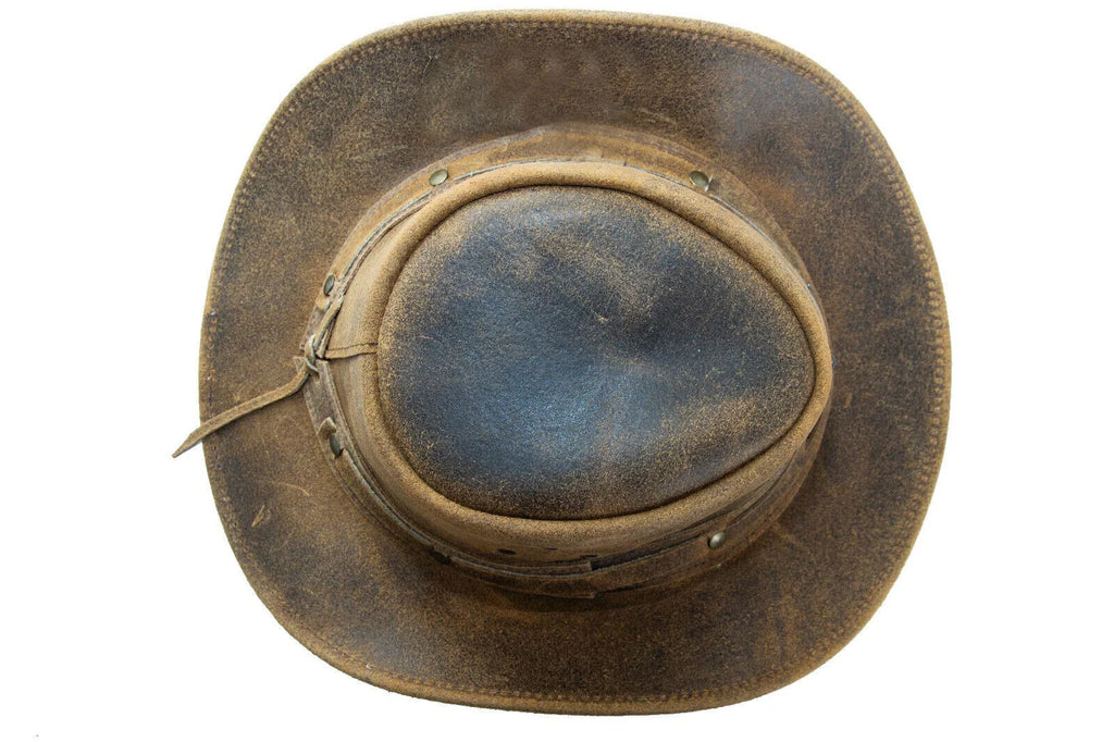 Antique Tan Buff Western/Bush Style Leather Hat