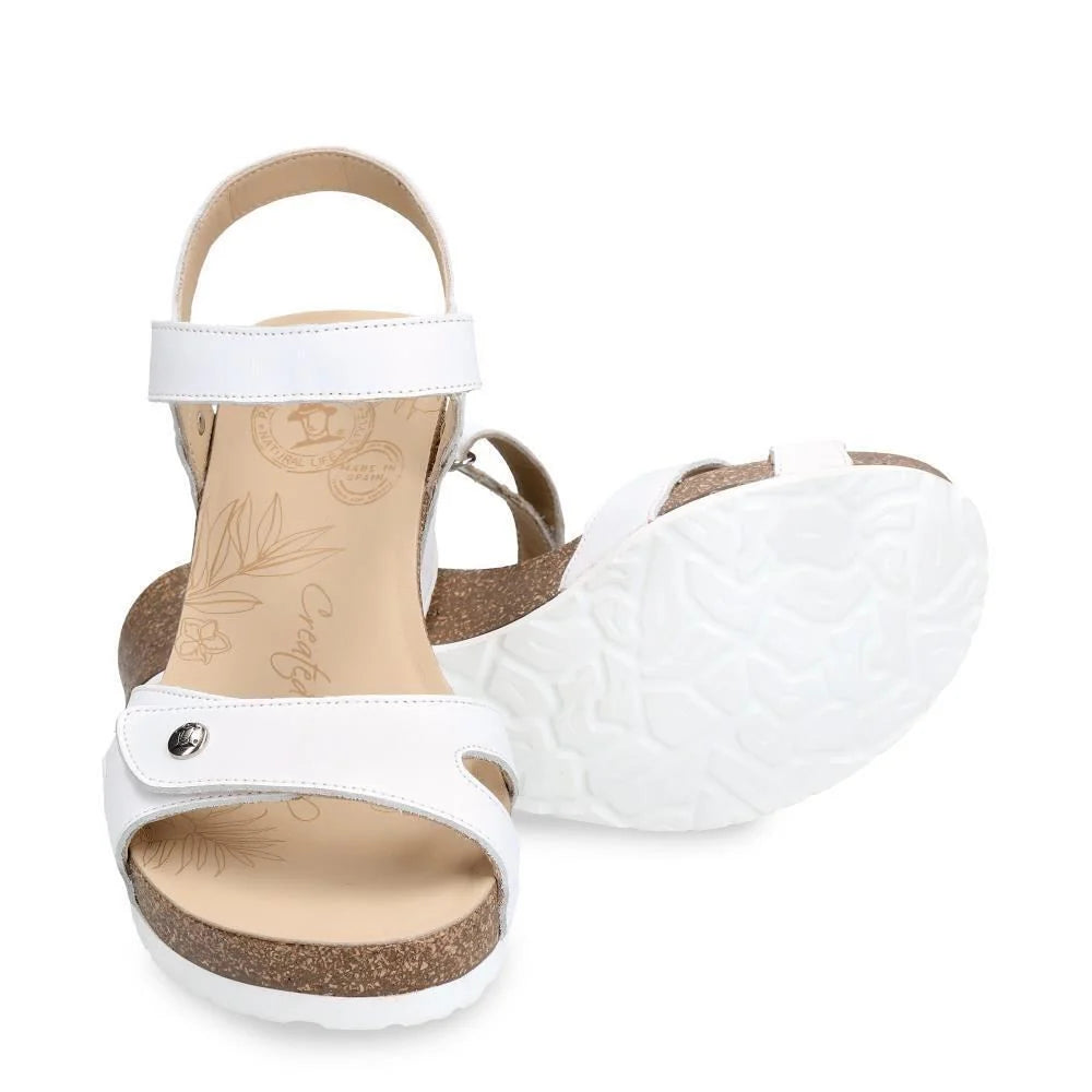 Panama Jack - Women's Julia B1 White Leather Wedge Heel Sandals