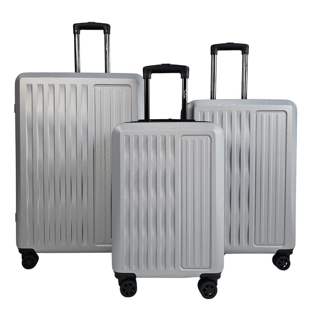 Cullman Set of 3 Silver Hard Shell White Suitcases