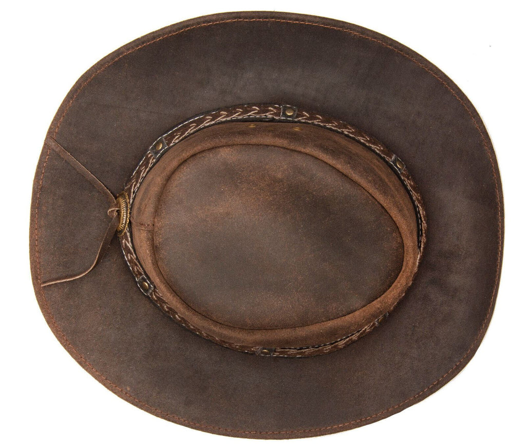 Antique Brown Buff Western/Bush Style Leather Hat