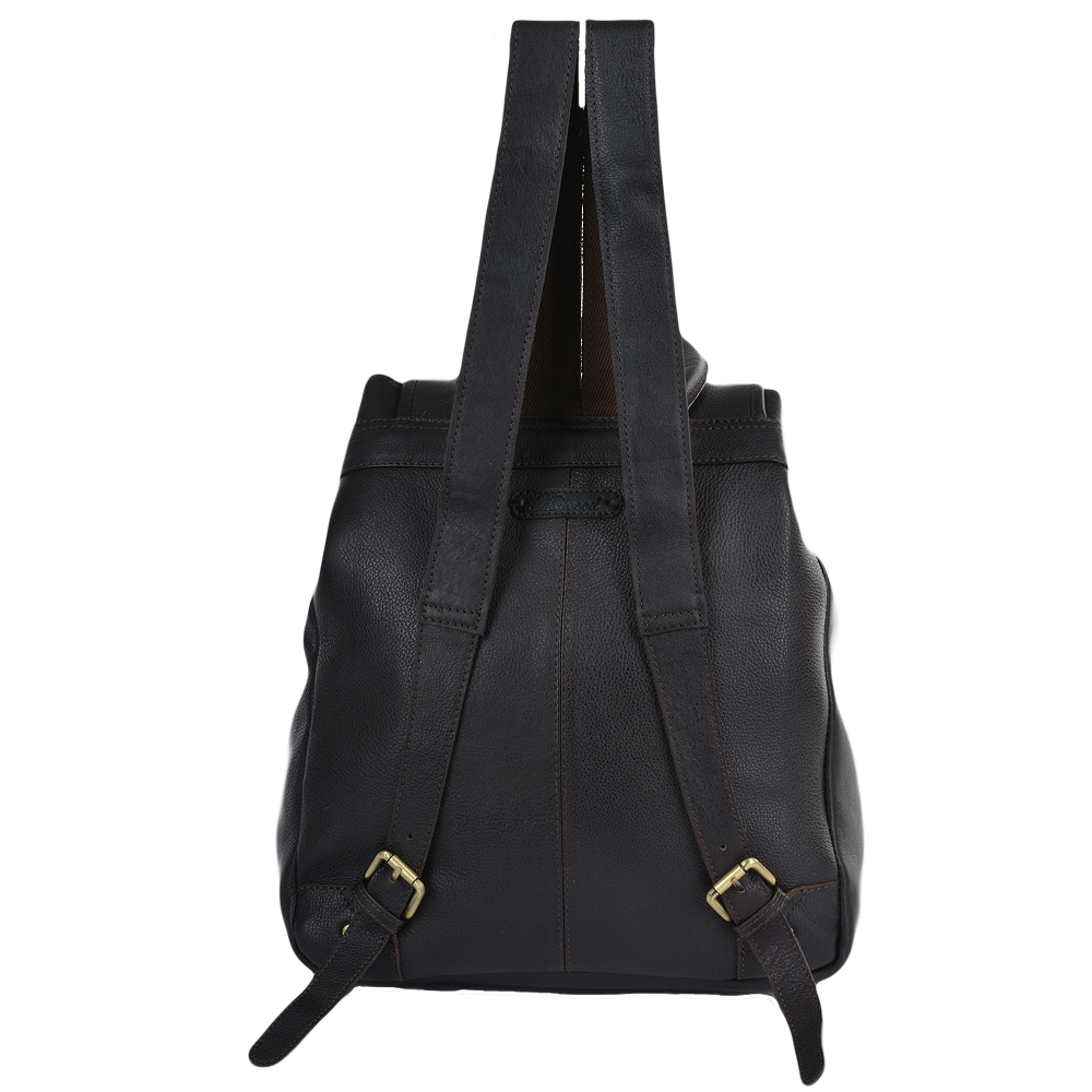 Classic Drawstring Dark Brown Leather Backpack