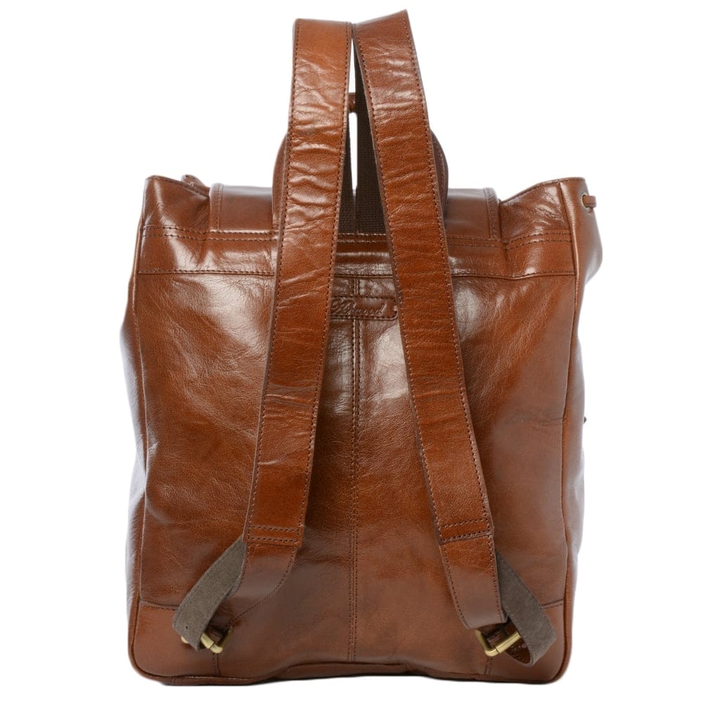 Classic Drawstring Chestnut Leather Backpack