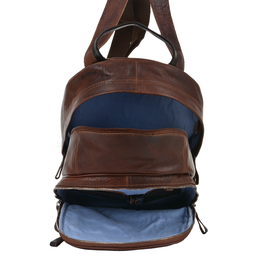 Tan & Brown Leather Backpack