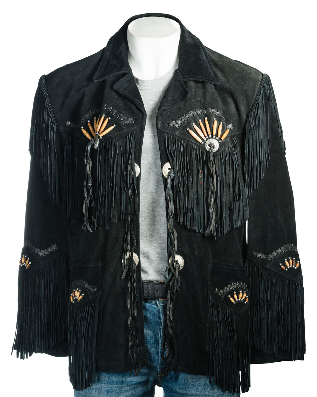 Mens buckskin jacket outlet with fringe