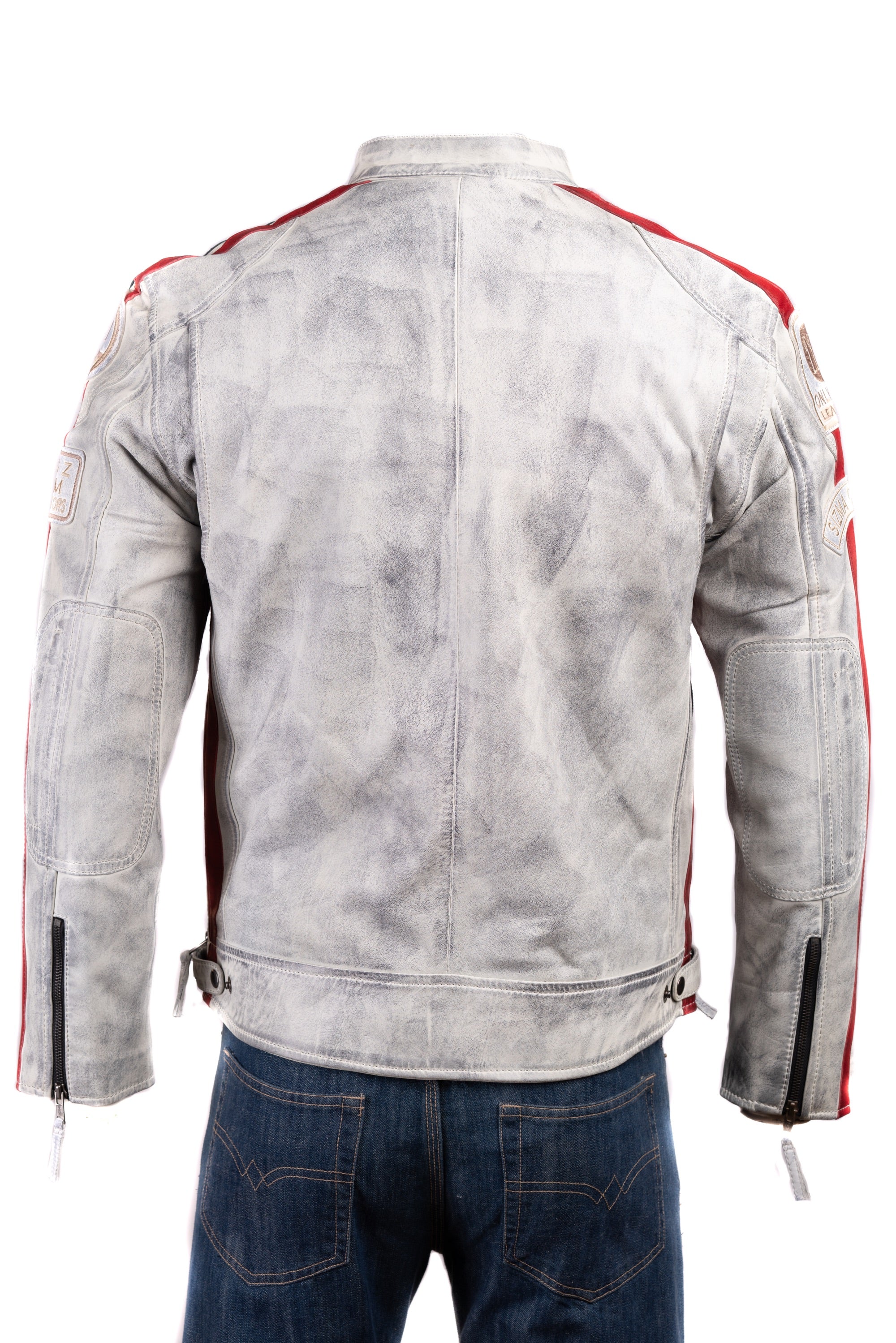 Men's Nappa Racing Biker Style Leather Jacket: Paolo